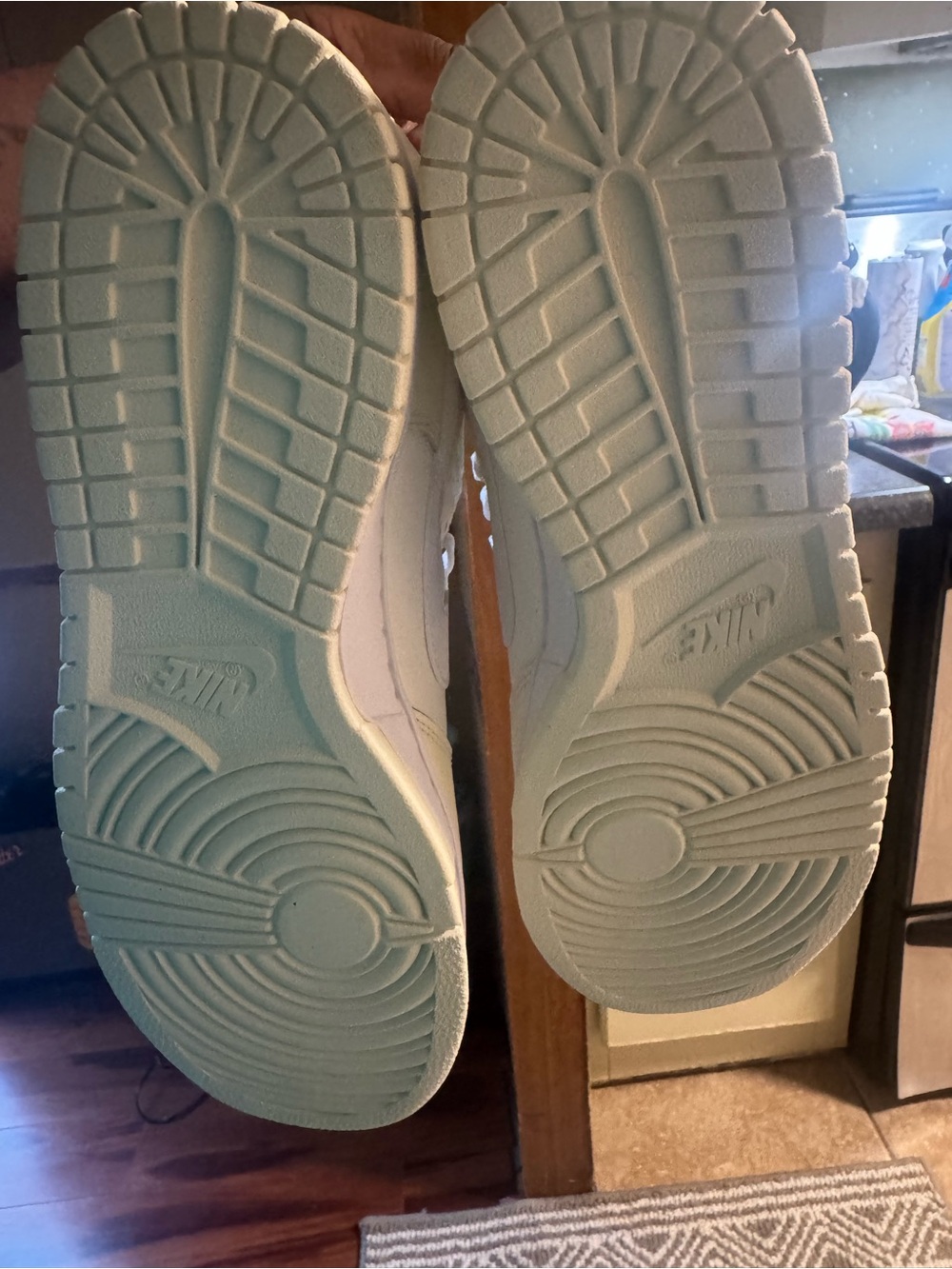 Nike White and Pale Blue Low-Top Sneakers
